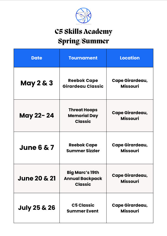 Academy Tournament Schedule